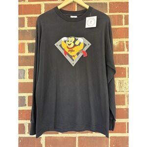 Mighty Mouse Shirt Mens Large Black Long Sleeve Graphic T-Shirt Alstyle Tee